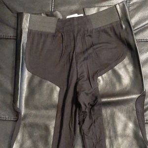 Pleather-Cloth Black Leggings